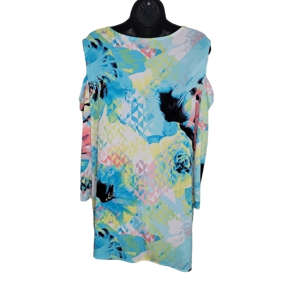 Worthington cold shoulder floral water color Top Blouse 1x - Picture 2 of 7